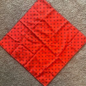 Vintage Ray Strauss Scarf 21" Square Red, Navy  Polkadots, USA